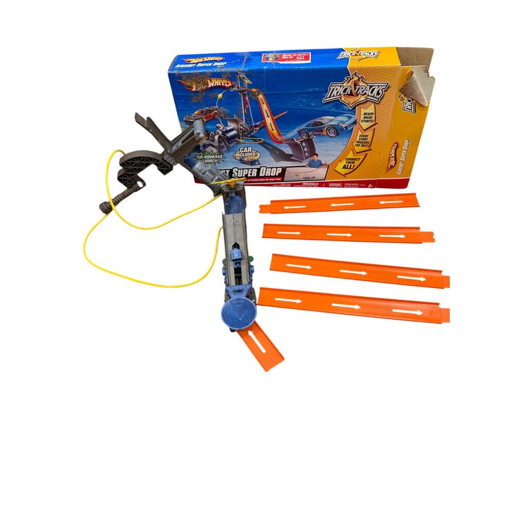 Hot Wheels Trick Tracks Airshot Super Drop Track Set w Box Untested No Car As Is